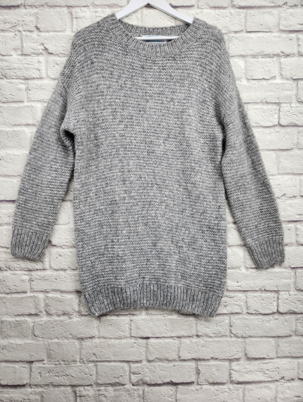 Big Water Blue Sky Fuzzy Wool Blend Crewneck Tunic Sweater Size Small Cozy Soft